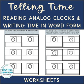 Preview of Life Skills Telling Time Displayed Time To Time in Word Form Worksheets