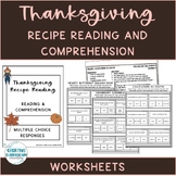 Life Skills Thanksgiving Dishes Recipe Reading & Comprehen