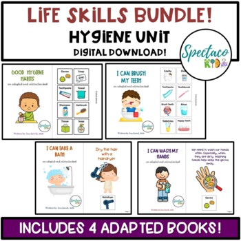 Preview of Life skills Hygiene unit Adapted and Interactive books bundle  (printable)