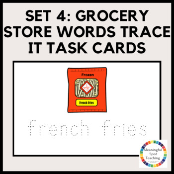 Preview of Life Skills: Trace It Task Cards-Grocery Words-Grain Items