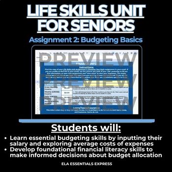 Preview of Life Skills Unit Assignment 2: Budgeting and Financial Literacy Google Sheets