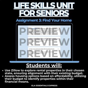 Preview of Life Skills Unit Assignment 3: Zillow Rental House Hunt for Seniors Google Form