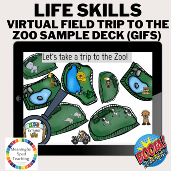 Preview of Life Skills Virtual Zoo Field Trip (GIFS) Sample Deck (1 Animal)! Boom Cards™ 