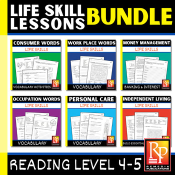 Preview of Life Skills Vocabulary Words Worksheets - 6 Book BUNDLE - Real World Activities