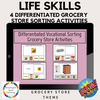Preview of Life Skills Vocational Grocery Store Food Sorting Inventory Boom Cards™