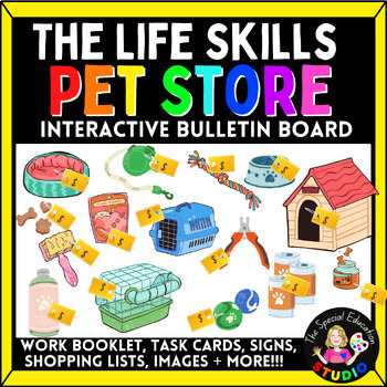 Preview of Special Education Life Skills Vocational Bulletin PET Store SPED ED Task Boxes