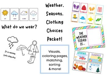 Dress the Weather and Season Life Skills Special Ed Spring Summer Clothes  Sort
