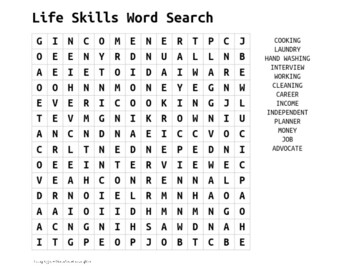 Preview of Life Skills Word Search