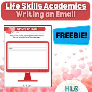 Preview of Life Skills: Writing Emails (Special Ed, Autism, Valentines Day) FREEBIE