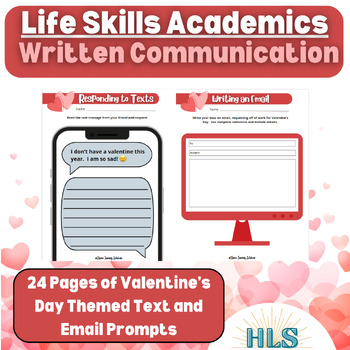 Preview of Life Skills: Written Communication Text and Email Prompts (Valentines Day)