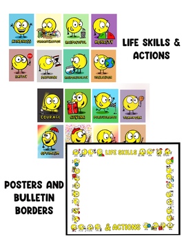 Preview of Life Skills and Action SPOT Posters and Bulletin Board Border Bundle
