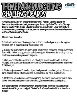 Preview of Life Skills and Functional Math: Theme Park Budgeting Challenge Cards