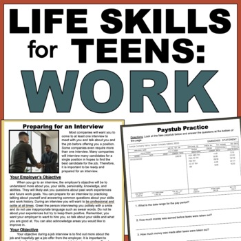 Preview of Life Skills for Teens: Employment and Workplace Skills