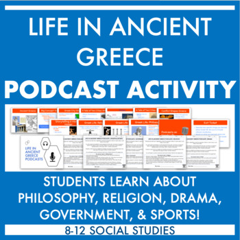Preview of Life in Ancient Greece Podcasts +NOTES! Democracy, Sports, Drama, Religion &MORE