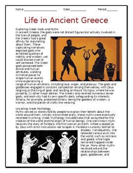 Preview of Life in Ancient Greece in English and Spanish for ELLs / ESOLs