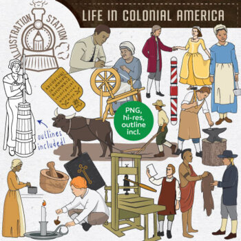 Preview of Life in Colonial America Clip Art, American History Clip Art