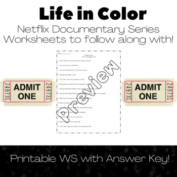 Preview of Life in Color Docu-series Worksheet