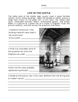Preview of Life in the Castle Worksheet