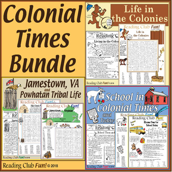 Preview of Life in the Colonies, Jamestown, Powhatan Tribe, School Then