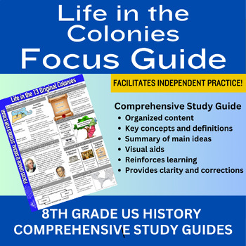Preview of Life in the Colonies Representative Government Focus Study Guide U.S. History