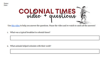 Preview of Life in the Colonies Video Quest