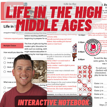 Preview of Life in the High Middle Ages - Late Middle Ages Unit - Reading, Q&A Notes, Quiz