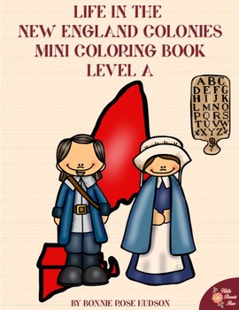 Preview of Life in the New England Colonies Mini Coloring Book-Level A