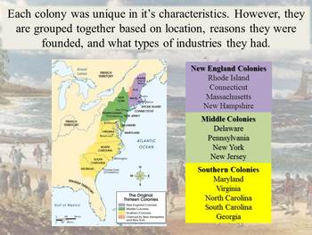 Life in the Original 13 Colonies: PowerPoint by Jessica Giuliani