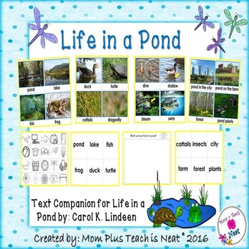 Preview of Life in the Pond Text Companion Picture Vocabulary Cards and Sorting Activity