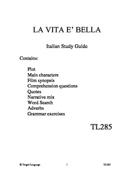 Preview of Life is Beautiful-Italian Study Guide