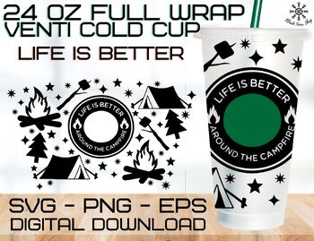 Life is better Wrap Venti Cold Cup 24 Oz SVG by BlackSnowShopTH