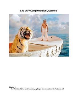 Preview of Life of Pi Comprehension Questions and Key