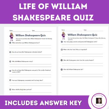 william shakespeare biography quiz