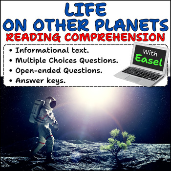 Preview of Life on Planets reading comprehension passages and questions 3rd grade + Easel