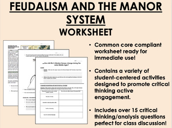 Preview of Feudalism and the Manor System worksheet - Middle Ages - Global/World History