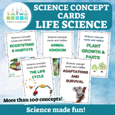 Life science concept cards and riddles BUNDLE