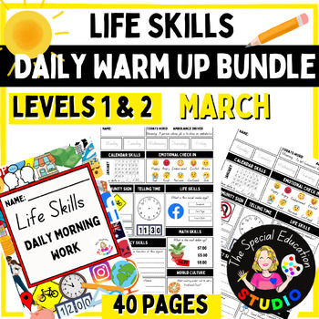 Preview of Life skills activities special education daily morning warm up sped ed workbook