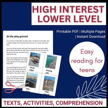 Preview of High interest low level reading printables for life skills high school