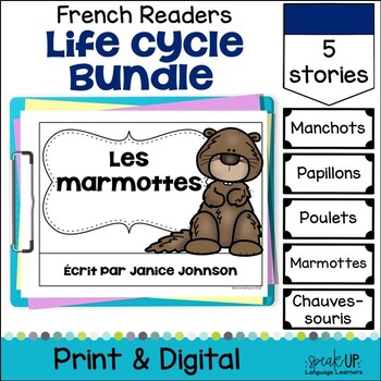 Preview of French Life cycle Readers Bundle Le cycle de vie Mini Books Print & Boom Cards