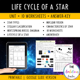 Lifecycle of a Star Unit + Worksheets | Types, HR Diagram 