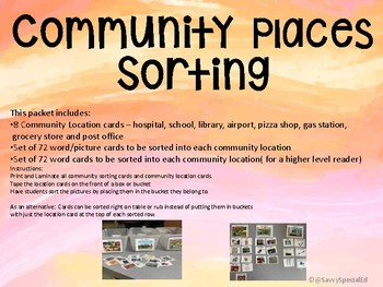 Preview of Lifeskills Community Place Sort
