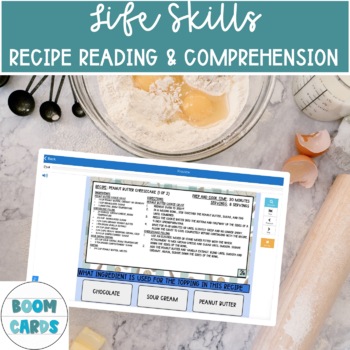 Preview of Lifeskills Cooking/Recipe Reading & Comprehension Boom Cards 4