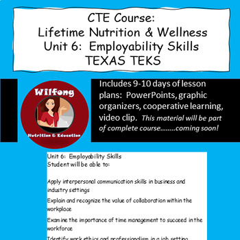 Preview of Lifetime Nutrition & Wellness: Unit 6, Employability Skills