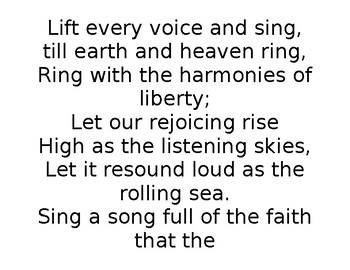 lyrics to lift every voice and sing black national anthem