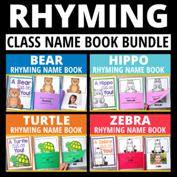 Preview of Rhyming Words Activities Name Book Bundle  - Editable Rhyming Books Class Books