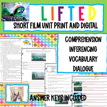 Preview of Lifted Pixar Short Film Print and Digital NO PREP Comprehension & Inferencing