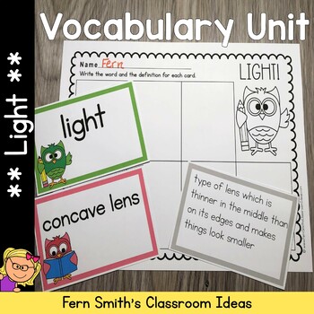 Preview of Light - A Third Grade Science Vocabulary Unit