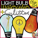 Light Bulb Watercolor Glitter Clip Art