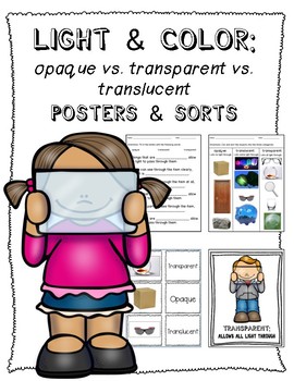 Preview of NO PREP Light & Color: Transparent, Translucent, Opaque Activities Posters Sort
