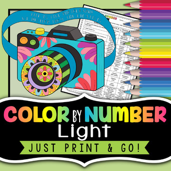 Preview of Light Color by Number - Light Energy - Review Activity